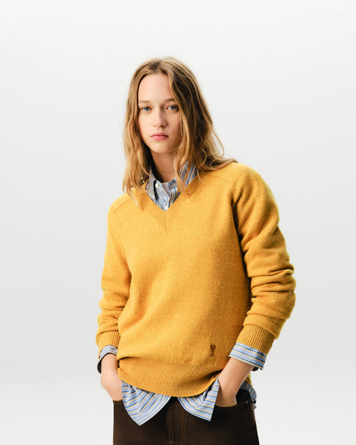                                     Orange wool sweater with Ami de Coeur - 3                                 - Ami Paris