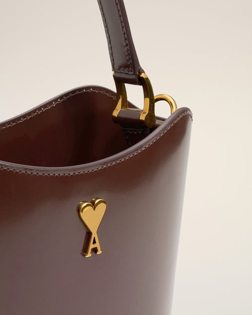 Mini Paris Paris Bucket Bag aus glasiertem Leder in Burgundy - 5 - Ami Paris