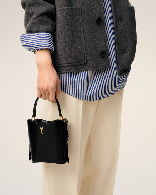 Black Leather Mini Paris Paris Bucket Bag - 2 - Ami Paris