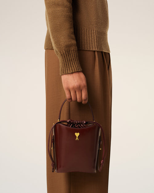 Mini Paris Paris Bucket Bag aus glasiertem Leder in Burgundy - 7 - Ami Paris