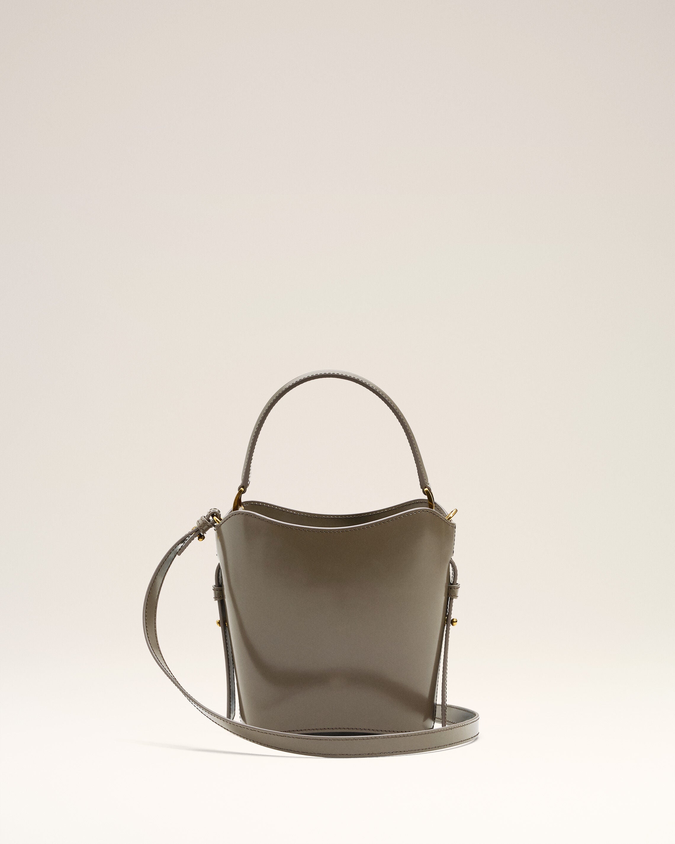 グレー グレーズドレザー Paris Paris ミニ バケットバッグ カーボン