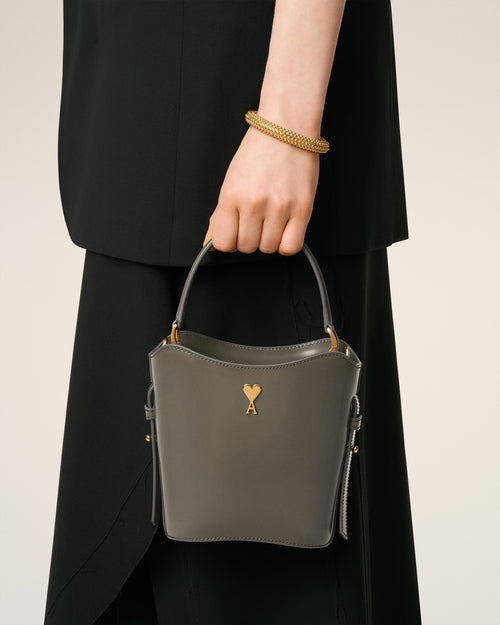 Grey Glazed Leather Mini Paris Paris Bucket Bag - 4 - Ami Paris