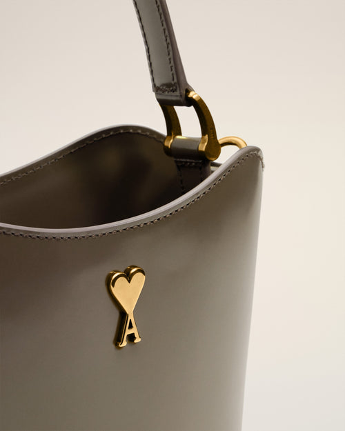 Sac Seau Gris Mini Paris Paris En Cuir Glacé - 12 - Ami Paris