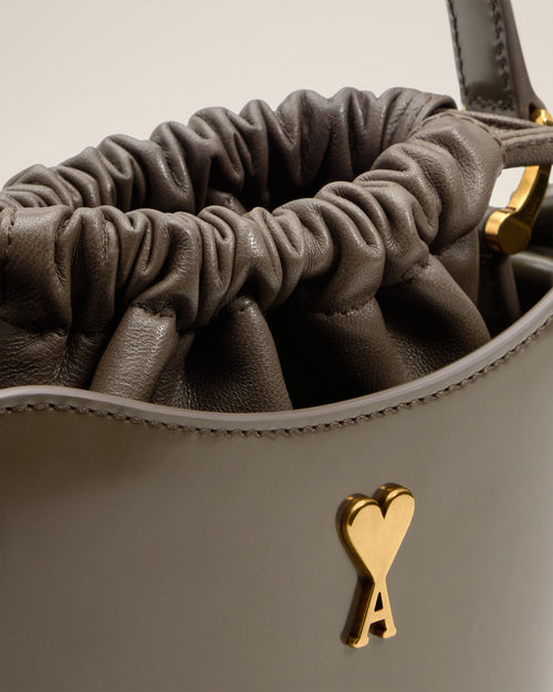 Grey Glazed Leather Mini Paris Paris Bucket Bag - 13 - Ami Paris