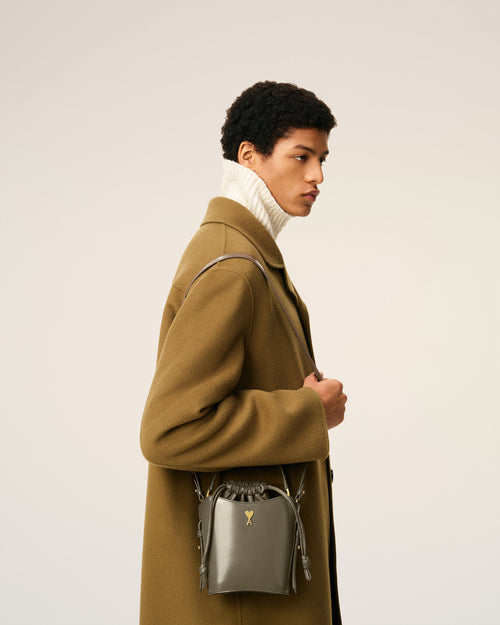 Grey Glazed Leather Mini Paris Paris Bucket Bag - 2 - Ami Paris