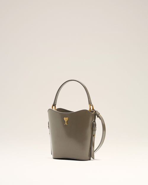 Grey Glazed Leather Mini Paris Paris Bucket Bag - 3 - Ami Paris