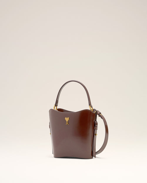 Mini Paris Paris Bucket Bag aus glasiertem Leder in Burgundy - 10 - Ami Paris