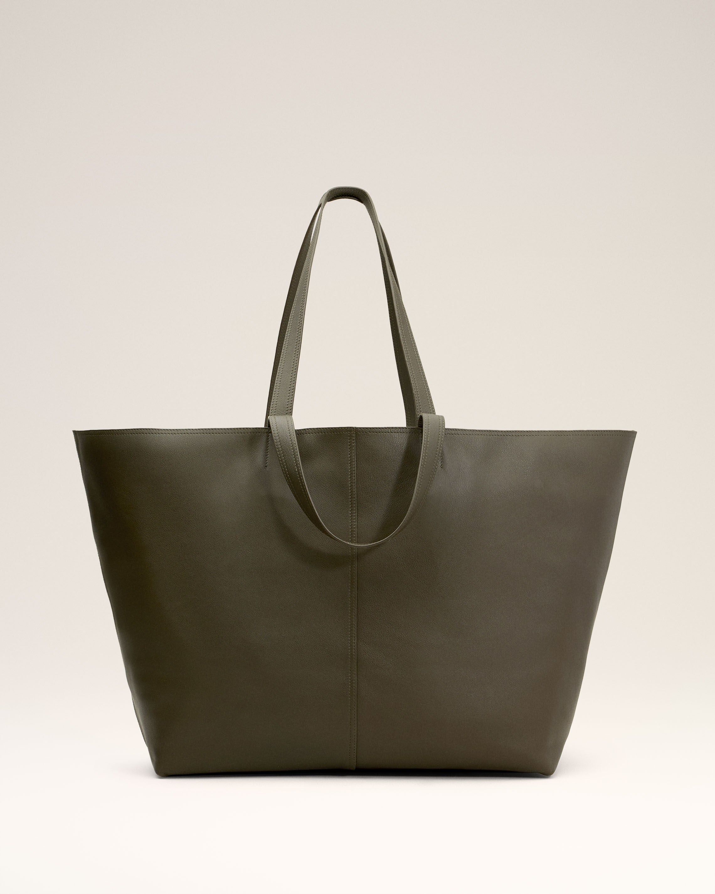 Green Leather Midi Maxi Tote Bag1