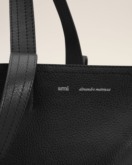 Schwarze Midi Tote Bag aus Leder - 5 - Ami Paris