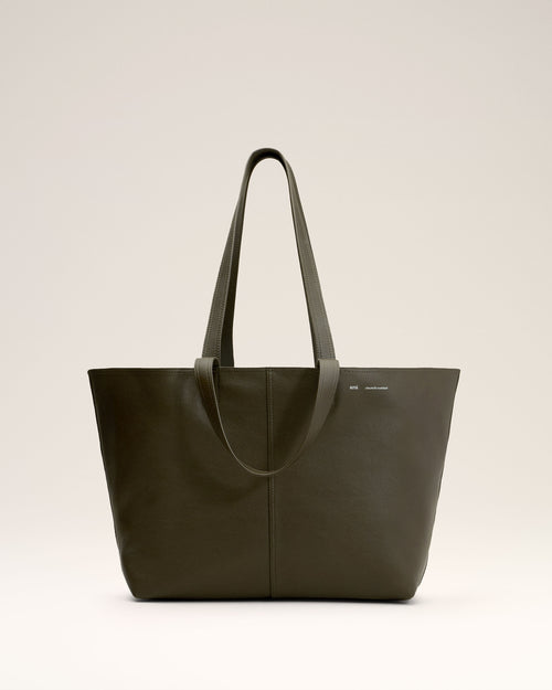                             Green Leather Midi Tote Bag - 3                         - Ami Paris