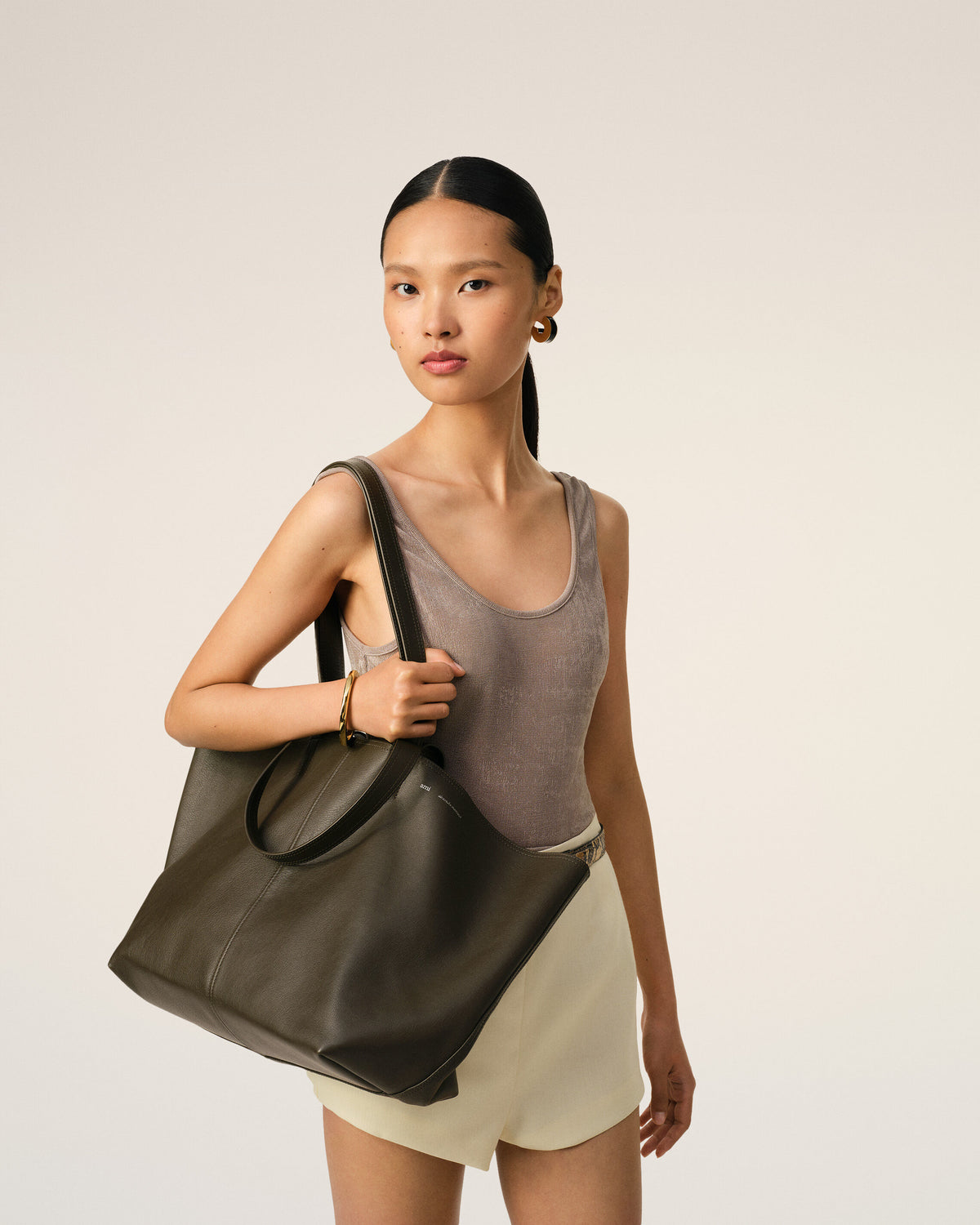 Cabas Midi Vert En Cuir - 8