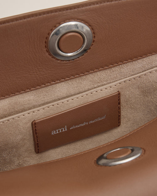Bolso Carrousel de cuero de becerro marrón - Mujer - 15 - AMI Paris - Ami Paris