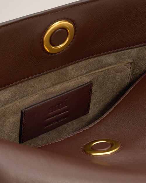 Bolso Carrousel de piel lisa marrón - Mujer - 14 - AMI Paris - Ami Paris