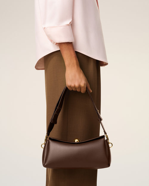 Brown  Smooth Leather Carrousel Bag - Man - 2 - AMI Paris - Ami Paris