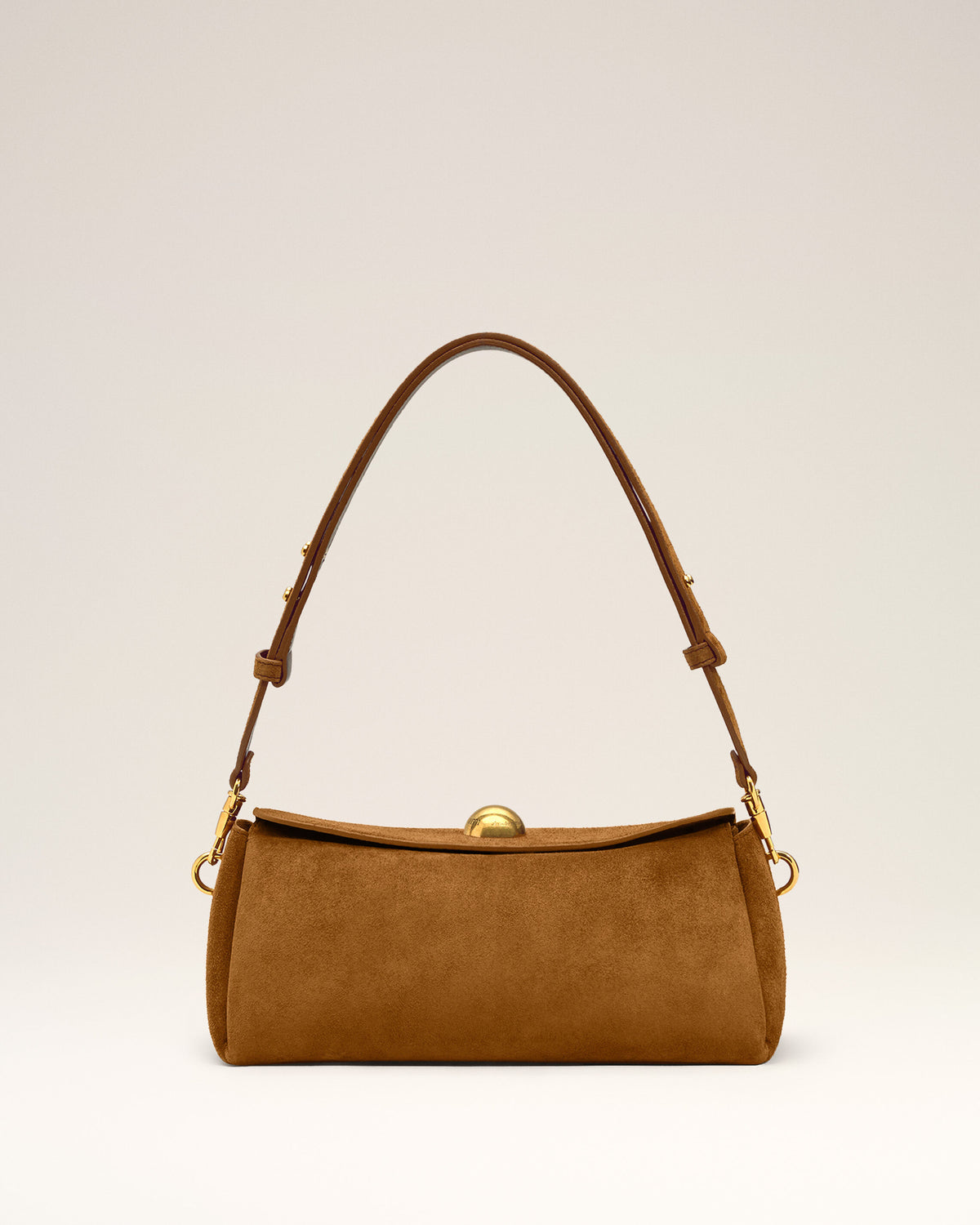 Brown Suede Leather Carrousel Bag - 8