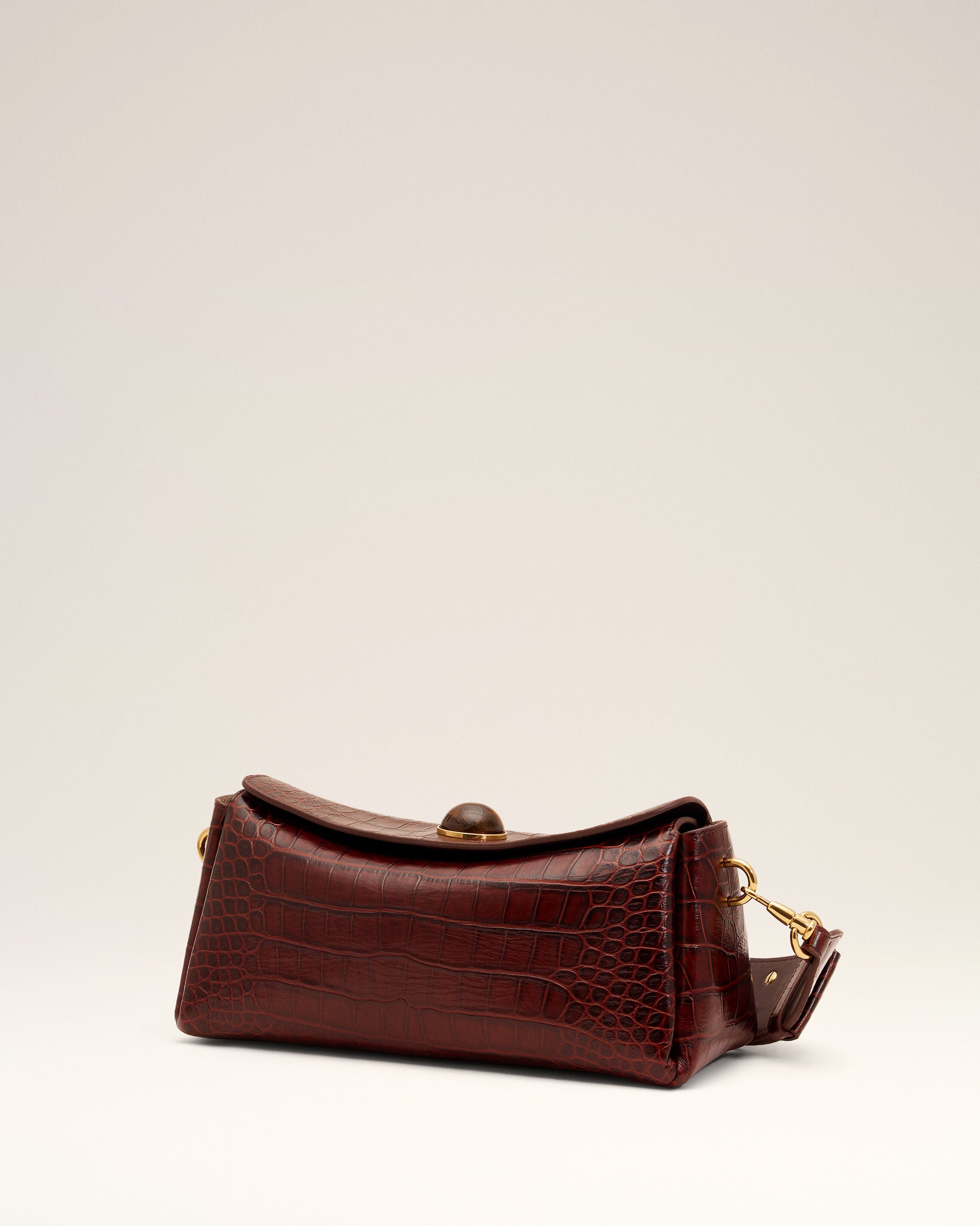 Brown crocodile embossed cow leather Carrousel bag - 4