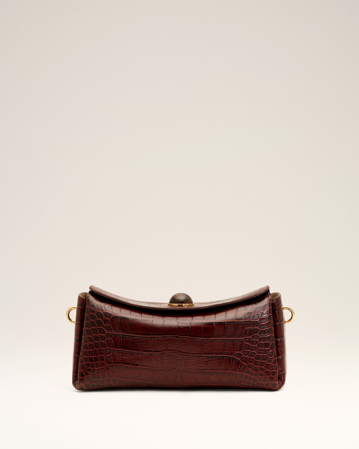 Sac Carrousel marron en cuir de veau embossé crocodile - 10
