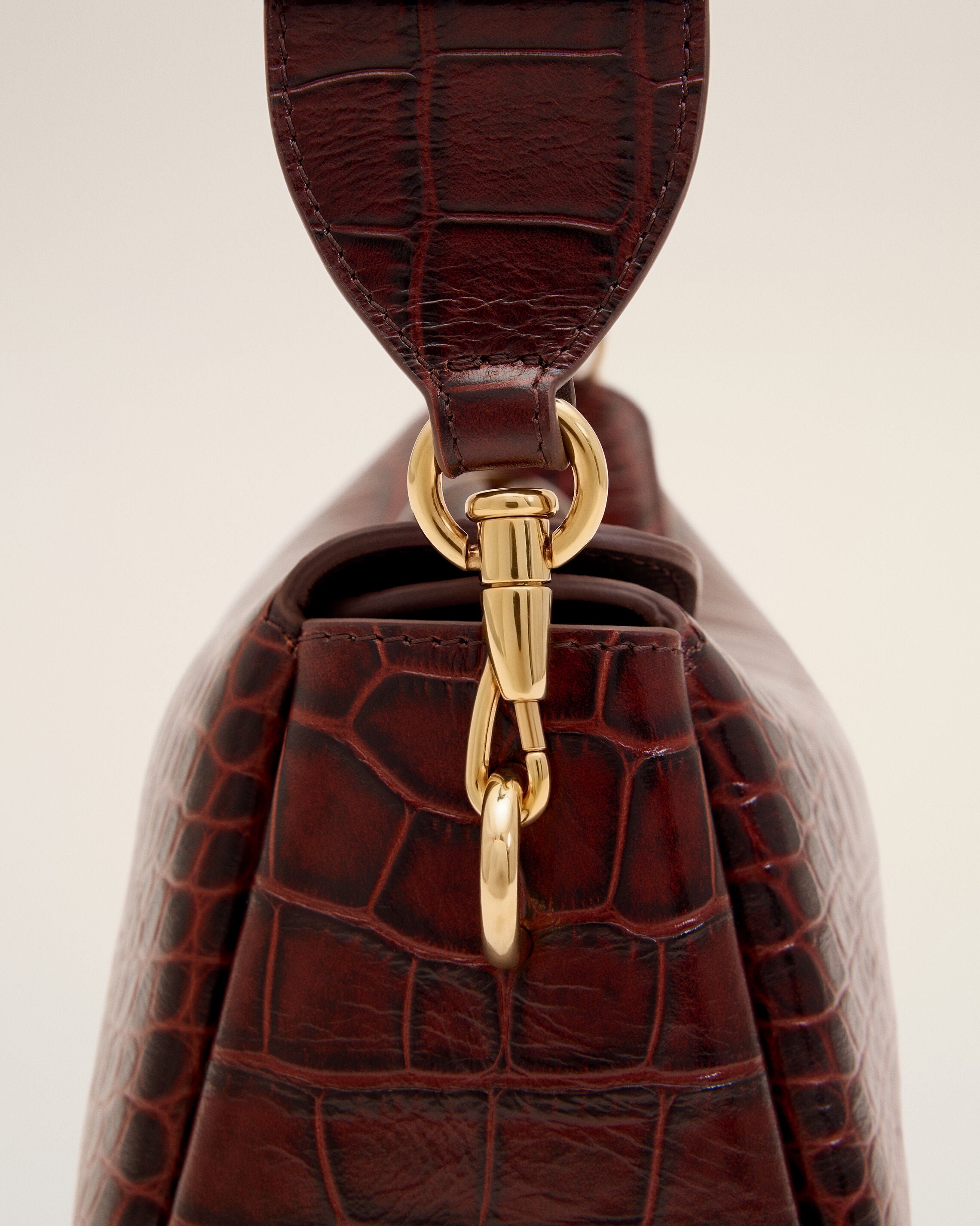 Brown crocodile embossed cow leather Carrousel bag - 13