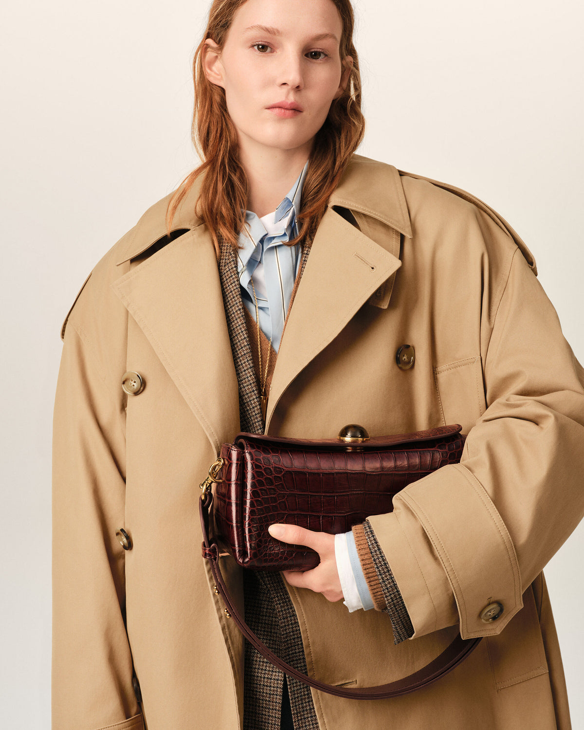 Brown crocodile embossed cow leather Carrousel bag - 9