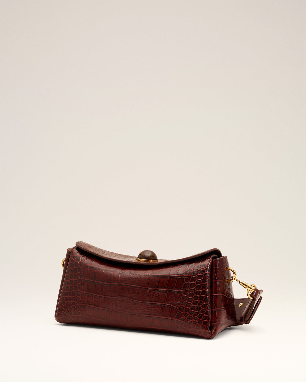 Brown crocodile embossed cow leather Carrousel bag - 4