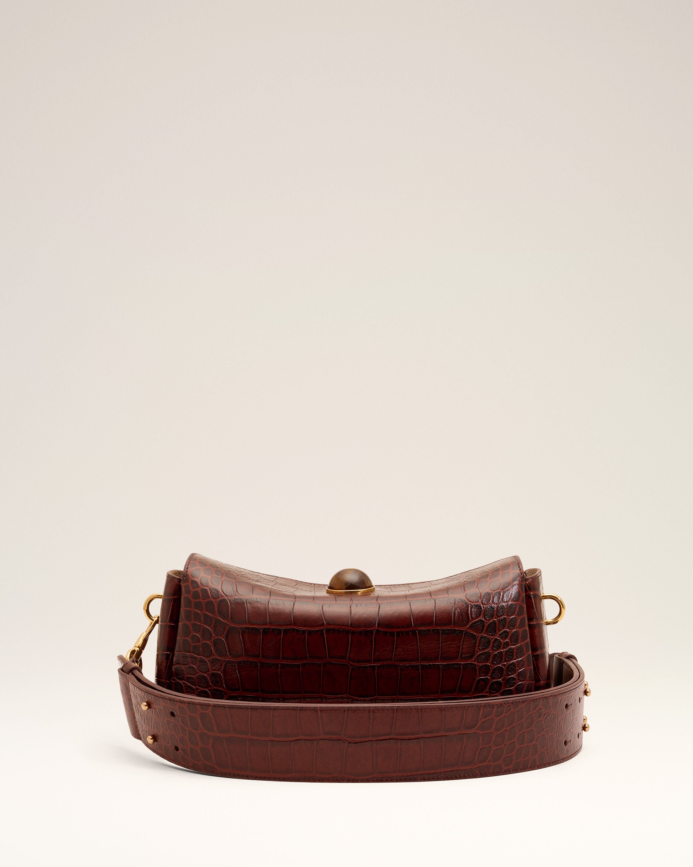 Brown crocodile embossed cow leather Carrousel bag - 5