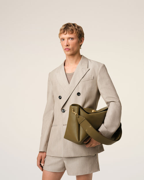 Khaki Leather Large Carrousel Bag - 6 - Ami Paris