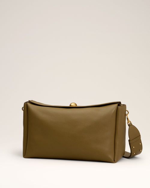 Khaki Leather Large Carrousel Bag - 11 - Ami Paris