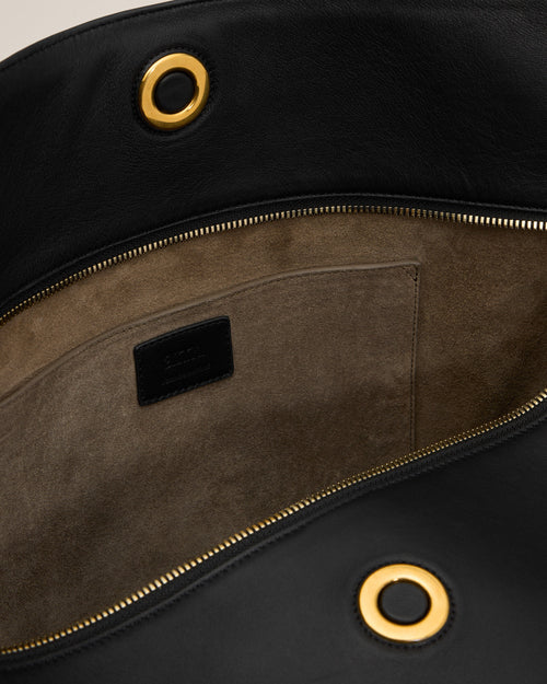 Bolso Carrousel grande de piel negra - Mujer - 14 - AMI Paris - Ami Paris