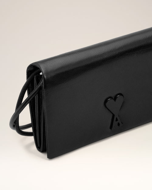 Black Cowhide Leather Voulez-Vous Wallet On Strap - Woman - 11 - AMI Paris - Ami Paris