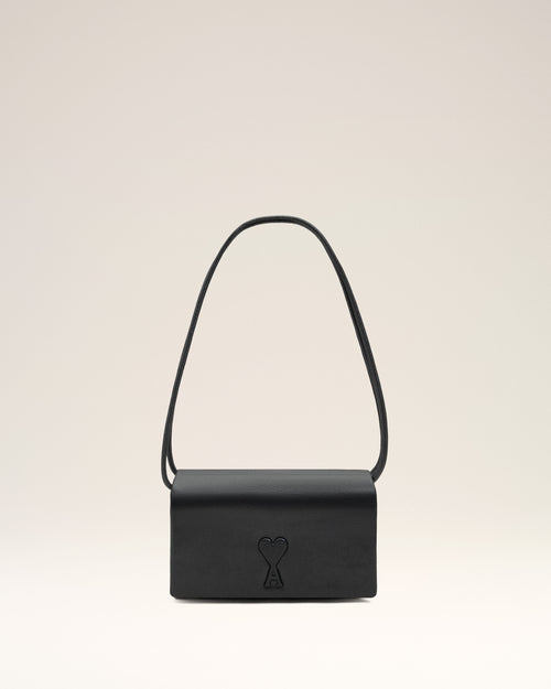 Black Cowhide Leather Voulez-Vous Wallet On Strap - Woman - 7 - AMI Paris - Ami Paris