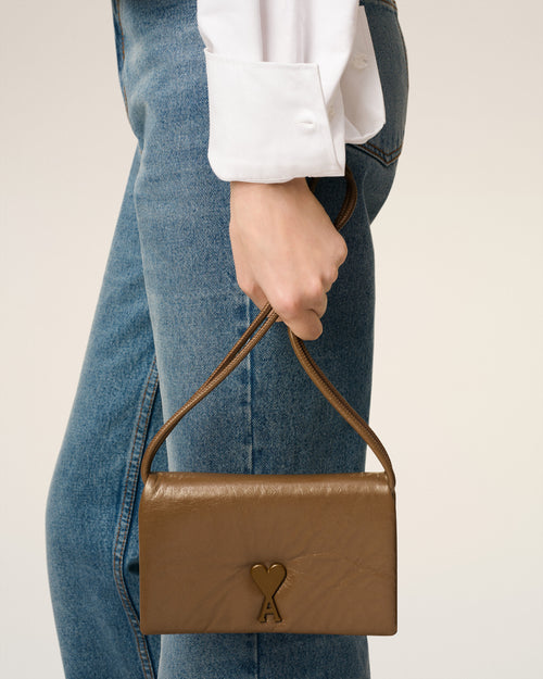                                     Brown Smooth Leather Voulez Vous Wallet Strap - 3                                 - Ami Paris