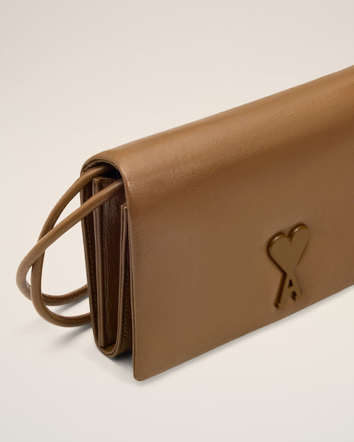 Brown Smooth Leather Voulez Vous Wallet Strap - 11 - Ami Paris