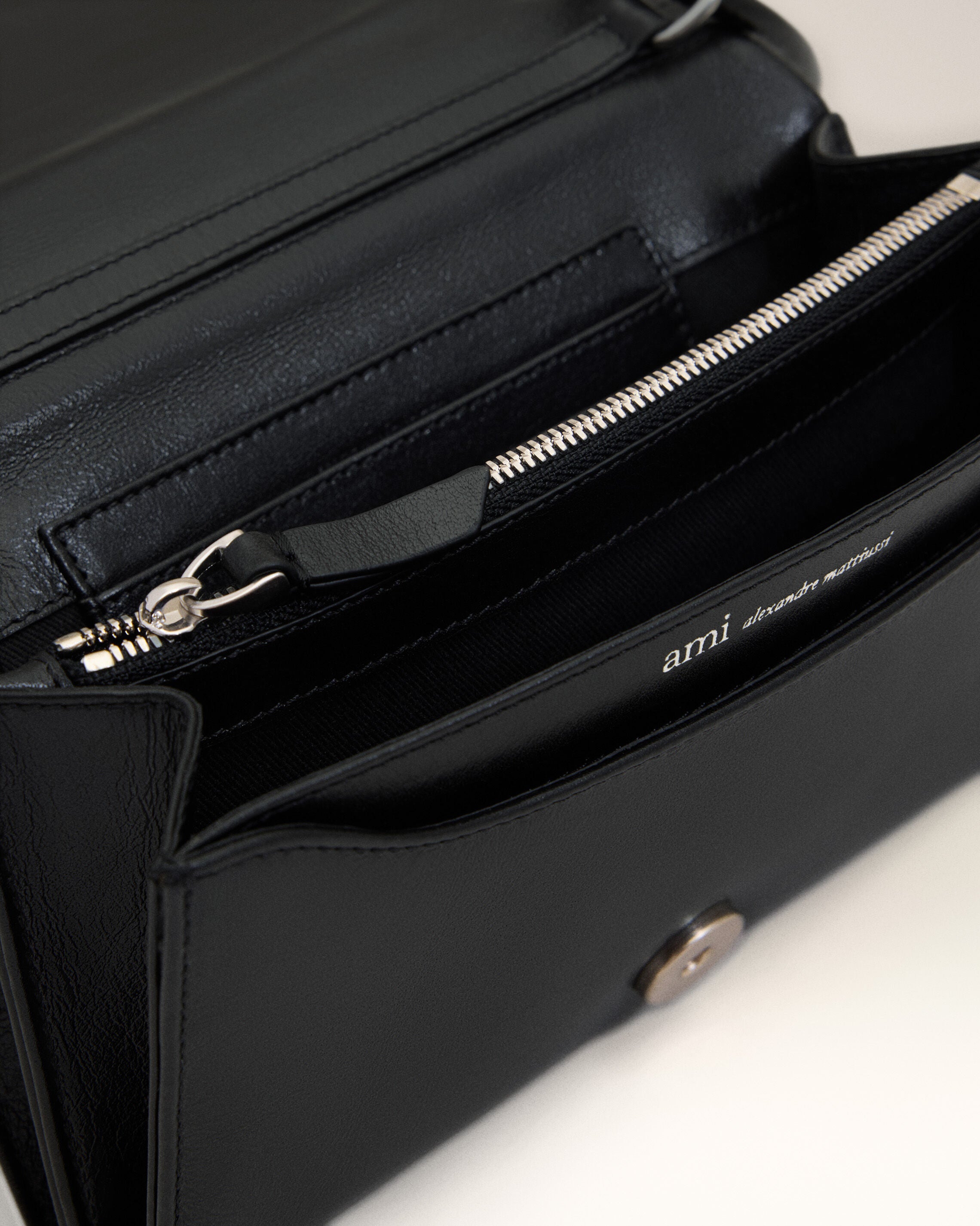 Black Cowhide Leather Voulez-Vous Wallet On Strap - 6