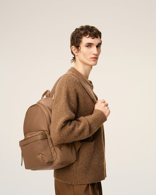 Brown Nylon Canvas Marcel Backpack - 2 - Ami Paris