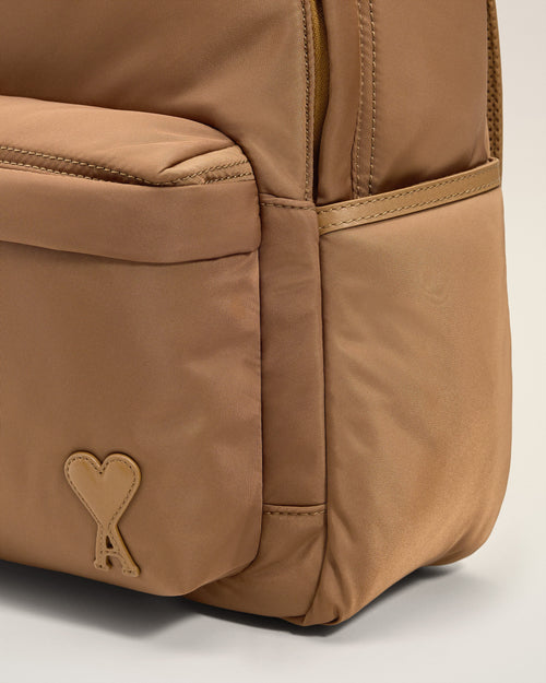 Brown Nylon Canvas Marcel Backpack - 11 - Ami Paris