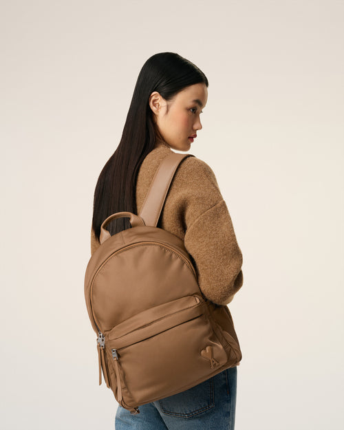                                     Brown Nylon Canvas Marcel Backpack - 3                                 - Ami Paris