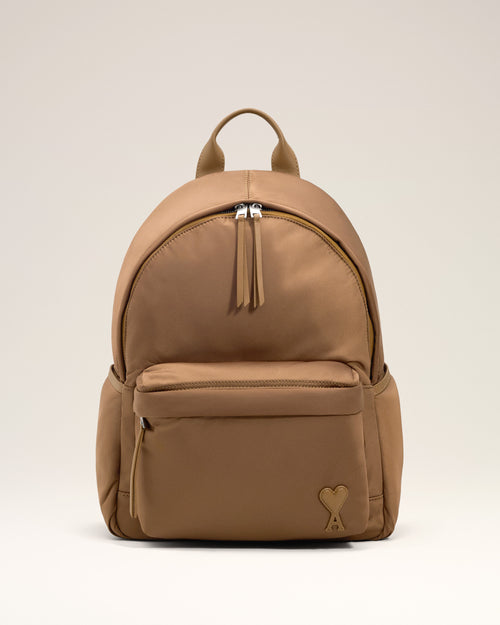Brown Nylon Canvas Marcel Backpack - 1 - Ami Paris