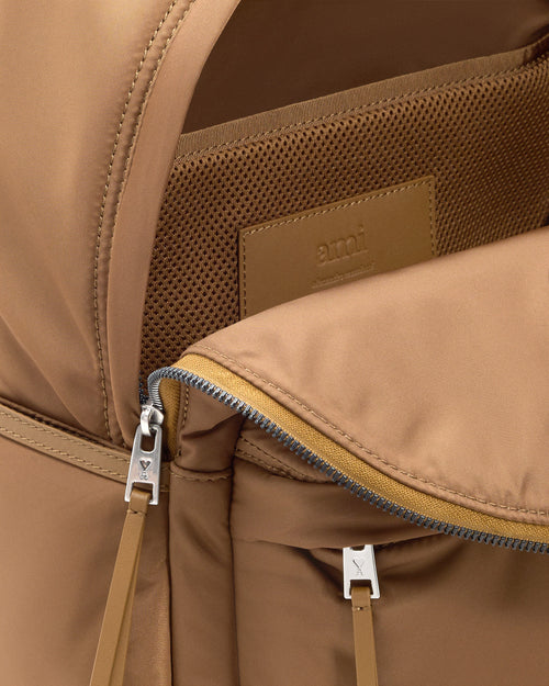 Brown Nylon Canvas Marcel Backpack - 12 - Ami Paris