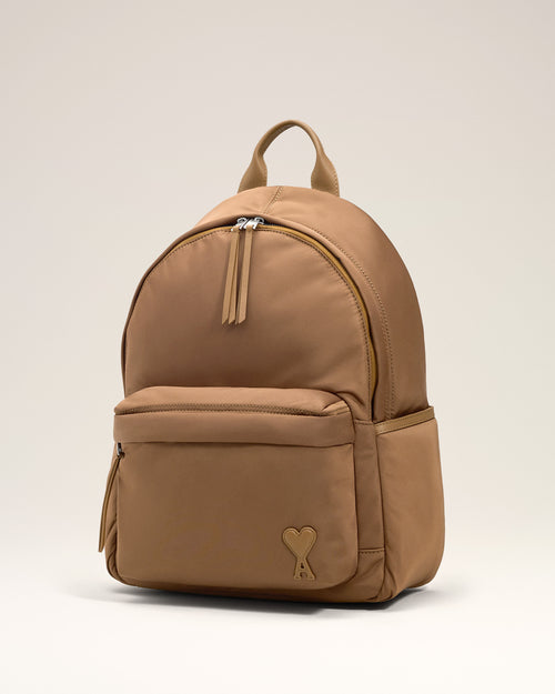 Brown Nylon Canvas Marcel Backpack - 3 - Ami Paris