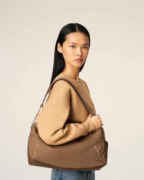 Bolso grande Marcel de lona de nailon marrón - 8 - Ami Paris