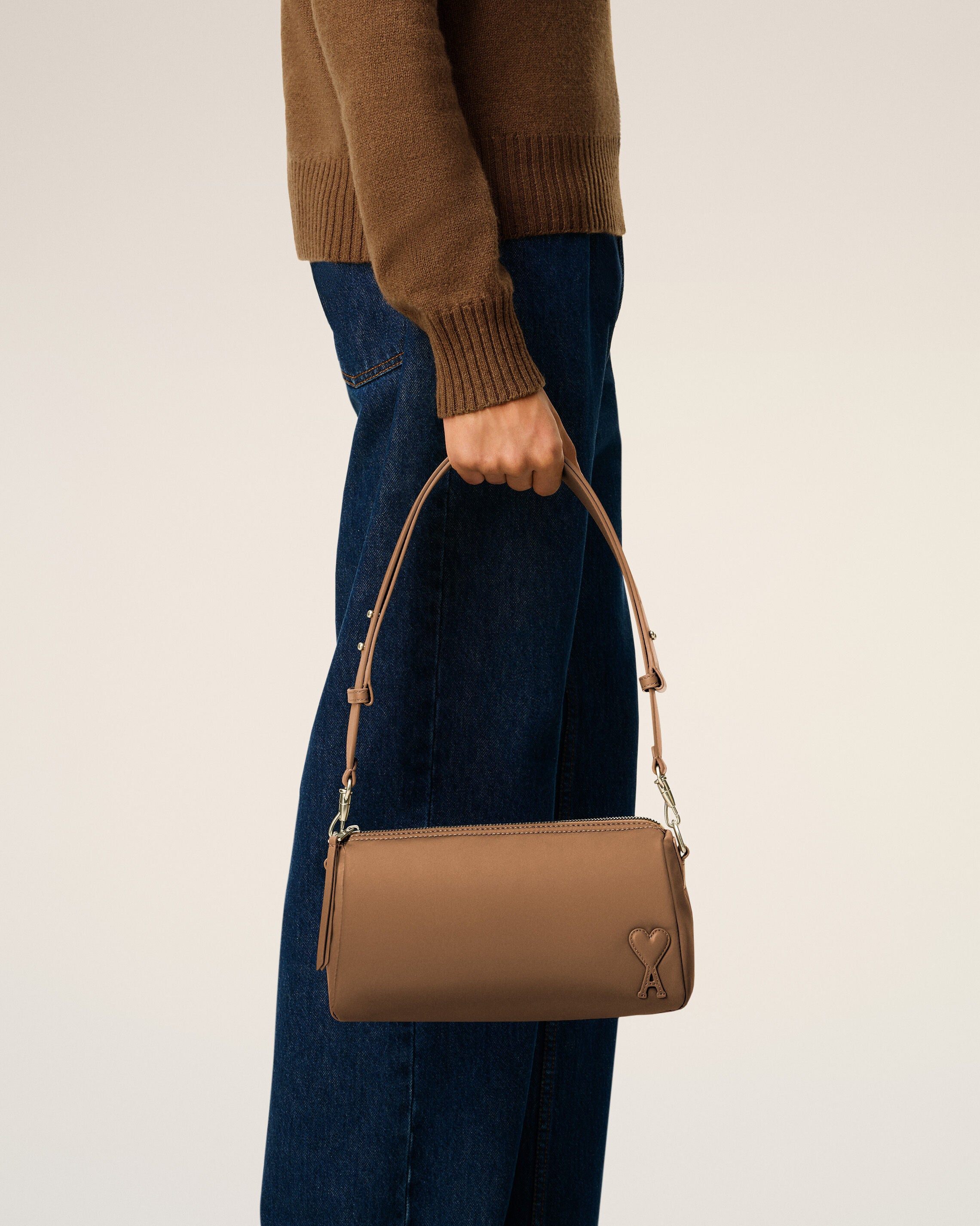 HAZELNUT Brown Nylon Canvas Marcel Bag | AMI PARIS