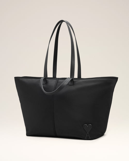 Black Nylon Canvas Marcel Shopping Bag - 3 - Ami Paris