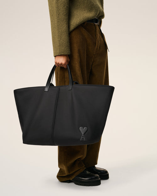 Black Nylon Canvas Marcel Shopping Bag - 7 - Ami Paris
