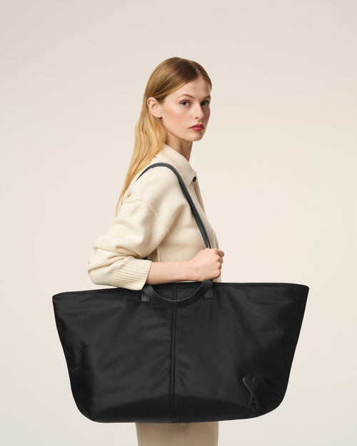                                     Black Nylon Canvas Marcel Shopping Bag - 3                                 - Ami Paris