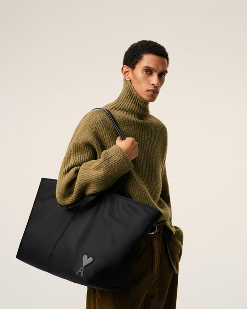 Black Nylon Canvas Marcel Shopping Bag - 2 - Ami Paris