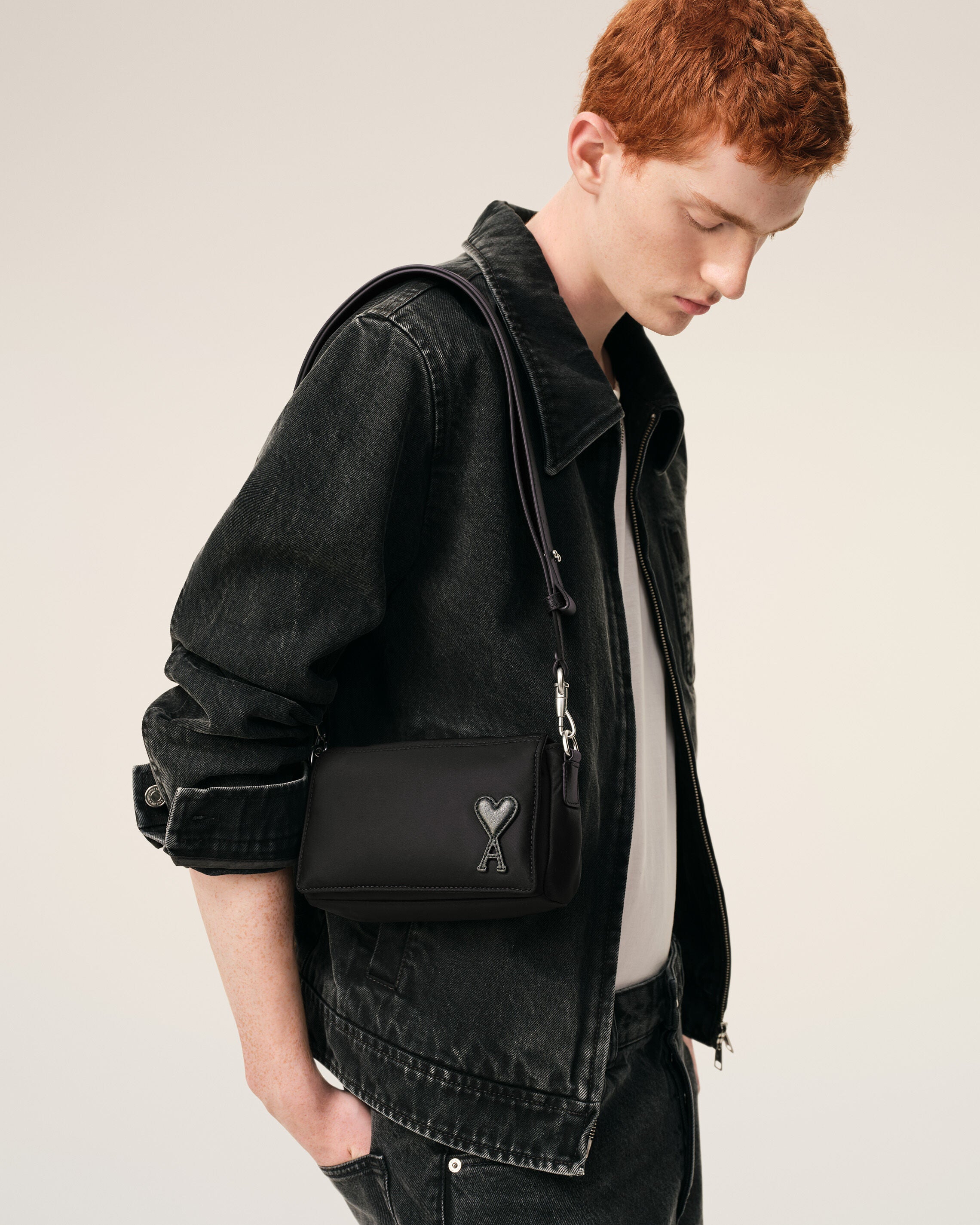 BLACK Black Nylon Canvas Marcel Lunch Box Bag | AMI PARIS