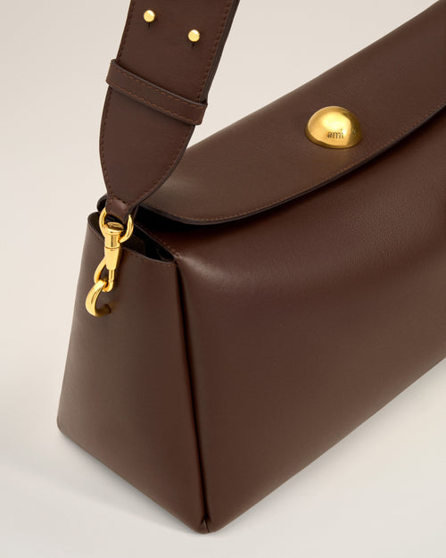 Brown Smooth Leather Carrousel Medium Bag - 13 - Ami Paris