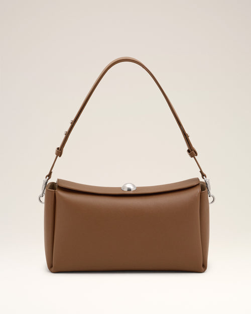 Medium brown cow leather Carrousel bag - MOCHA - Ami Paris