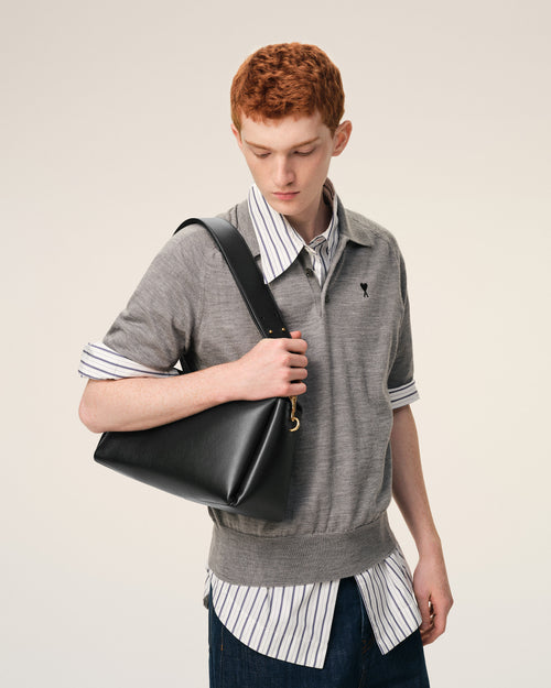 Black Cow Leather Carrousel Medium Bag - 1 - Ami Paris