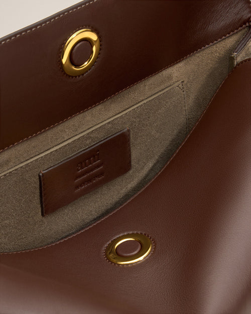 Bolso mediano Carrousel de piel lisa marrón - Mujer - 14 - AMI Paris - Ami Paris